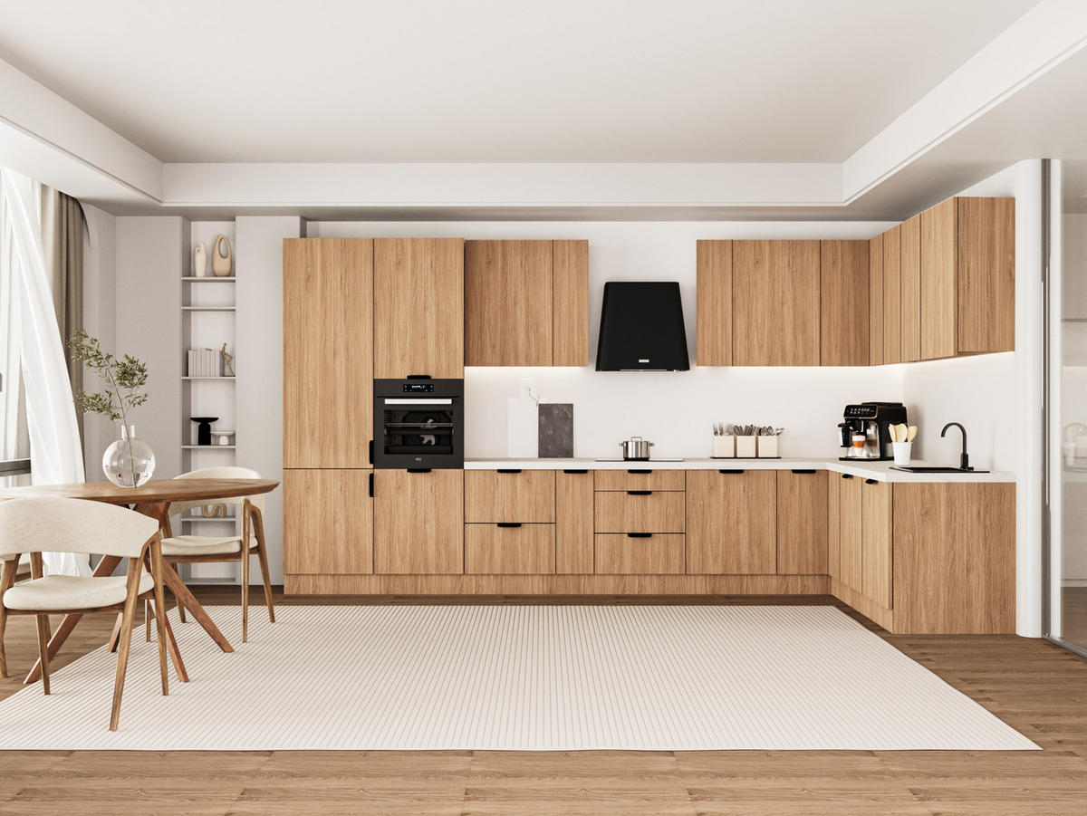 WINKELKÜCHE 405cm x 205 cm - Sorento KS5-M405 - in Sonoma Eiche - Eichefarben/Beige, Holz (610/247/58cm)