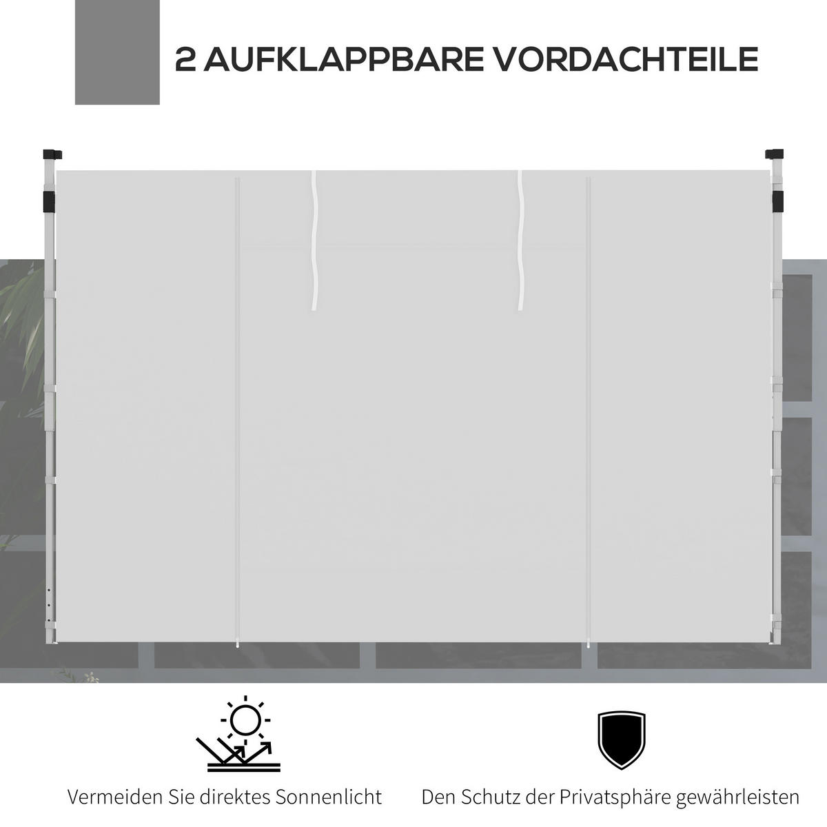 SEITENPLANEN mit Fenster, Tür, Ersatzwände für Partyzelt, Oxford, Weiß - Weiß, Kunststoff (195/195/295cm) - Outsunny