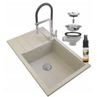 GRANITSPÜLE Louis mit Siphon Batterie - Beige, Kunststoff/Stein (80/50/20cm) - Granitan