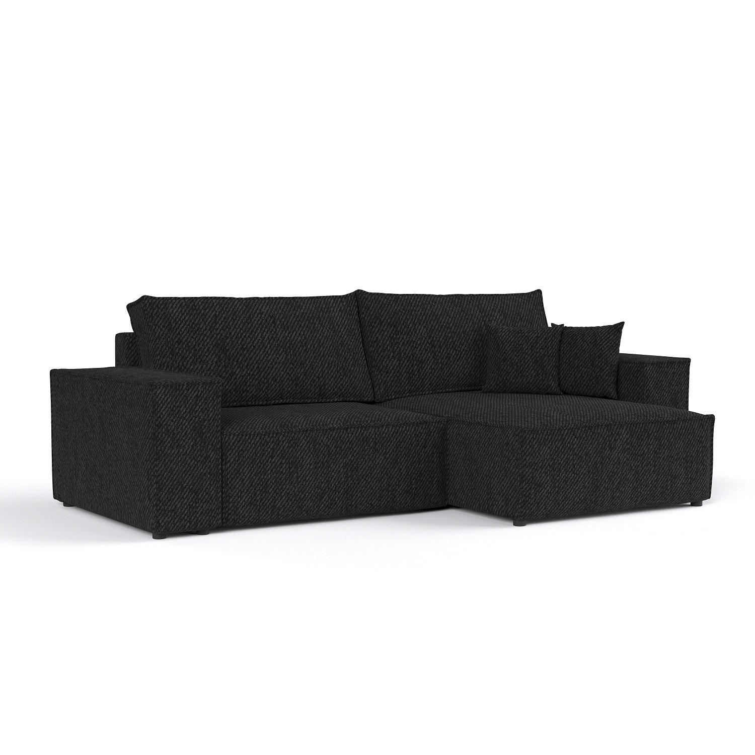 ECKSOFA CAVO mit Schlaffunktion Schwarz im Neve Stoff - Schwarz, Holz/Holzwerkstoff (255/148cm) - AltaBeds