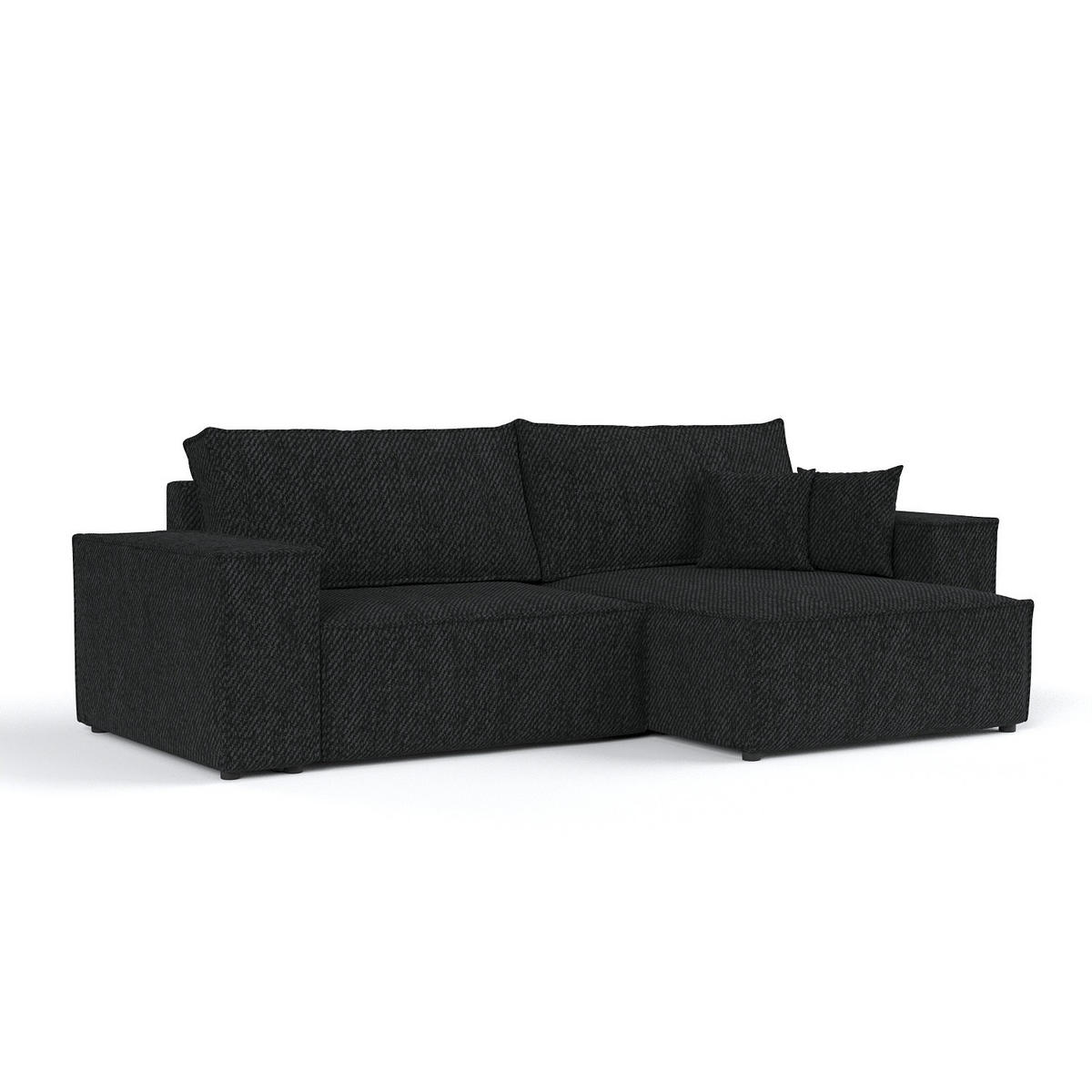 ECKSOFA CAVO mit Schlaffunktion Schwarz im Neve Stoff - Schwarz, Holz/Holzwerkstoff (255/148cm) - AltaBeds