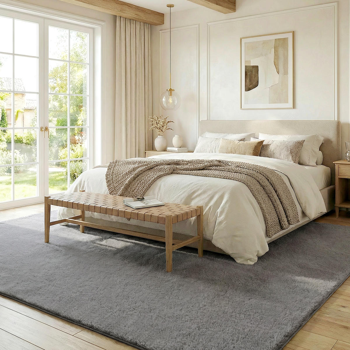TEPPICH DE-14308 Langflor, maschinenwaschbar, rutschfest Hellgrau - Hellgrau, Textil (120/160cm) - ComfortXL