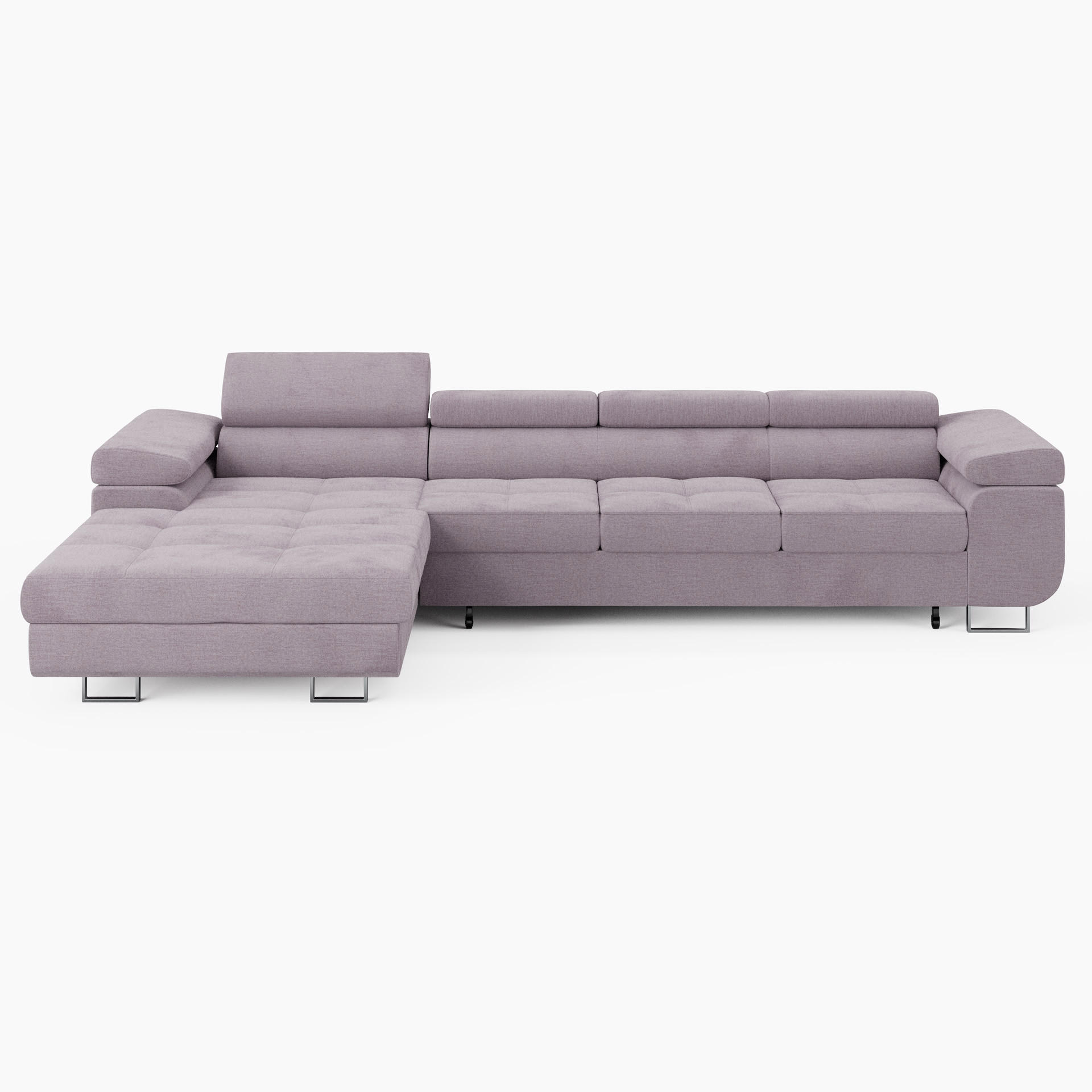 ECKSOFA VEMO CORE PLUS Links Hellrosa Velours-Stoff mit Schlaffunktion und Bettkasten - Pink, Holz/Metall (350/205cm) - Barchello