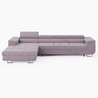 ECKSOFA VEMO CORE PLUS Links Hellrosa Velours-Stoff mit Schlaffunktion und Bettkasten - Pink, Holz/Metall (350/205cm) - Barchello