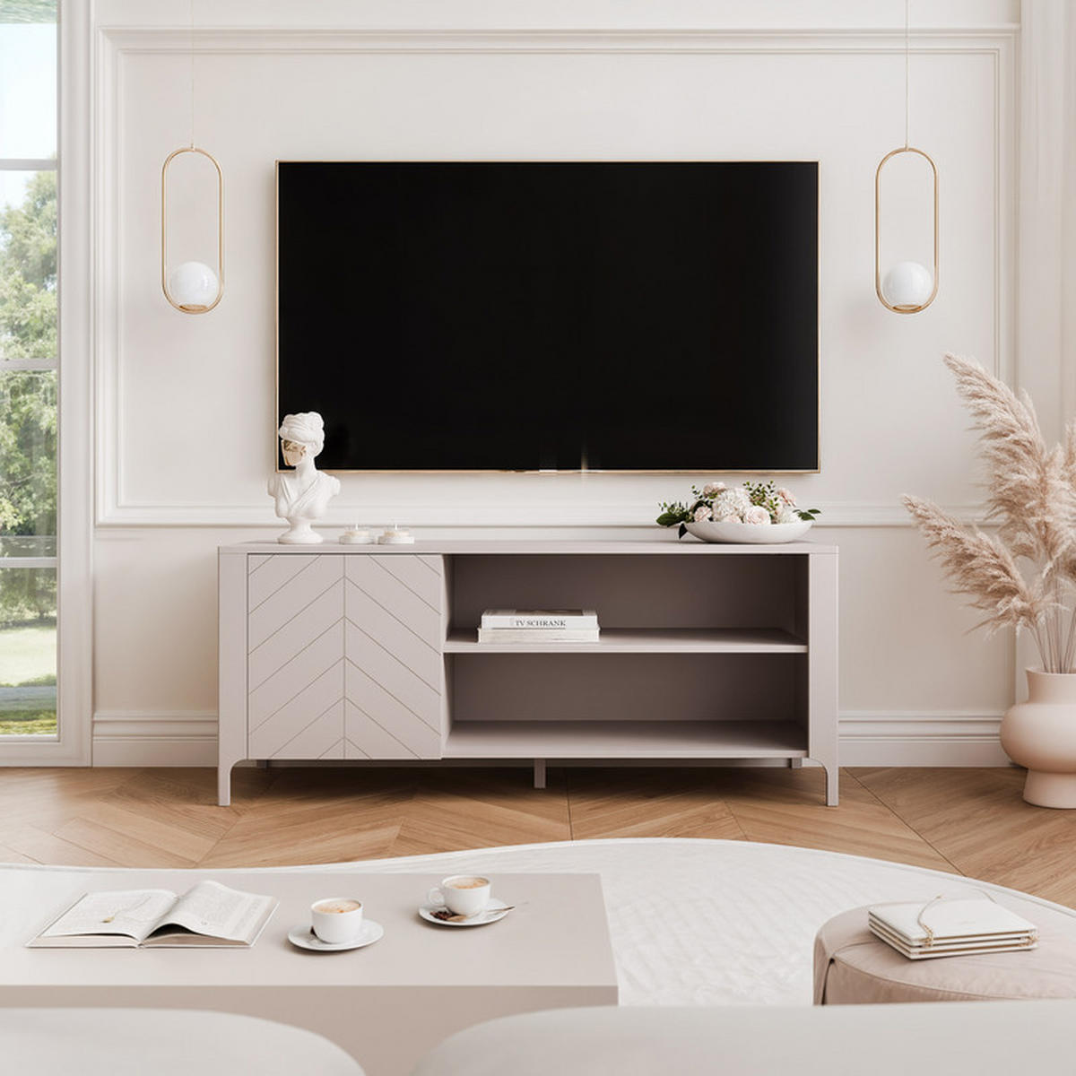 TV-LOWBOARD LORIEN stehend, 135 cm Kaschmir - Kaschmir, Holzwerkstoff/Metall (135/57/40.5cm) - Idohome