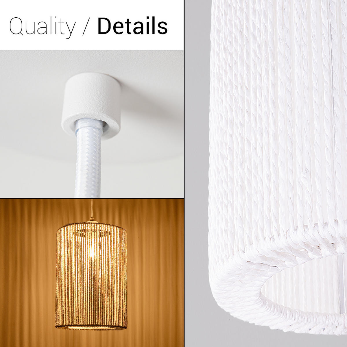 PENDELLEUCHTE Hugo Pd1 Ricarda - Weiß, Metall (25/25/38.5cm) - Paco Home