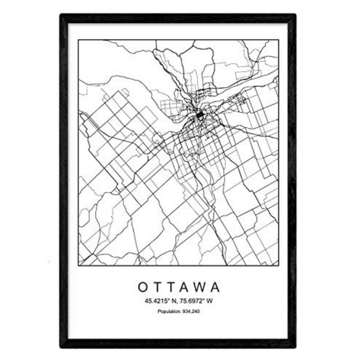 POSTER Ottawa Nordischen Stil A4 Rahmenlos - Klar, Papier (29.7/5/21cm) - Nacnic