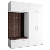 GARDEROBENSCHRANK REMA 200/240/60 cm Modern Garderobe-Set Weiß - Weiß/Braun, Holzwerkstoff (200/240/60cm) - MASSENO