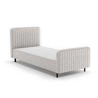 ČALOUNĚNÁ POSTEL Lami 90x200, jednolůžko s úložným prostorem, bez matrace, světle béžová - černá/kašmírová, kov/textil (90/200cm) - Beautysofa