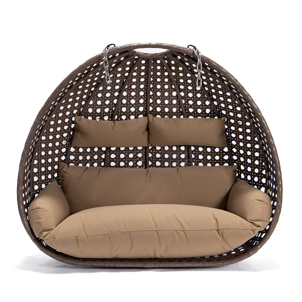 HÄNGESESSEL TWIN - Farbe: Braun, Ausstattung: Korb und Kissen - Braun, Kunststoff (145/126/74cm) - Home Deluxe