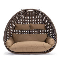 HÄNGESESSEL TWIN - Farbe: Braun, Ausstattung: Korb und Kissen - Braun, Kunststoff (145/126/74cm) - Home Deluxe