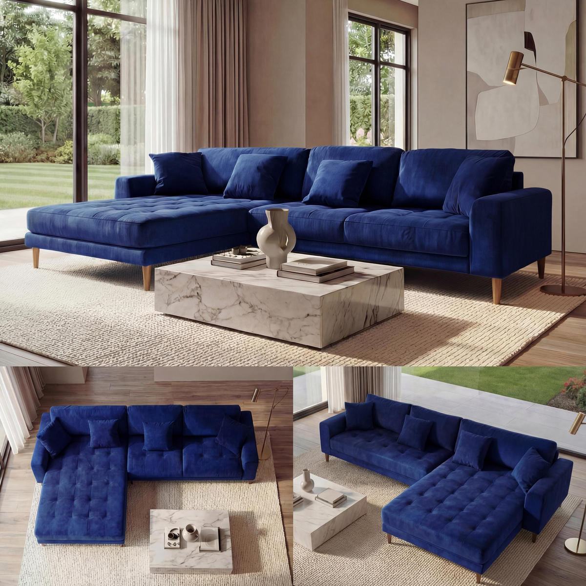 ECKSOFA Blau - Blau, Textil (295/178cm) - MCW