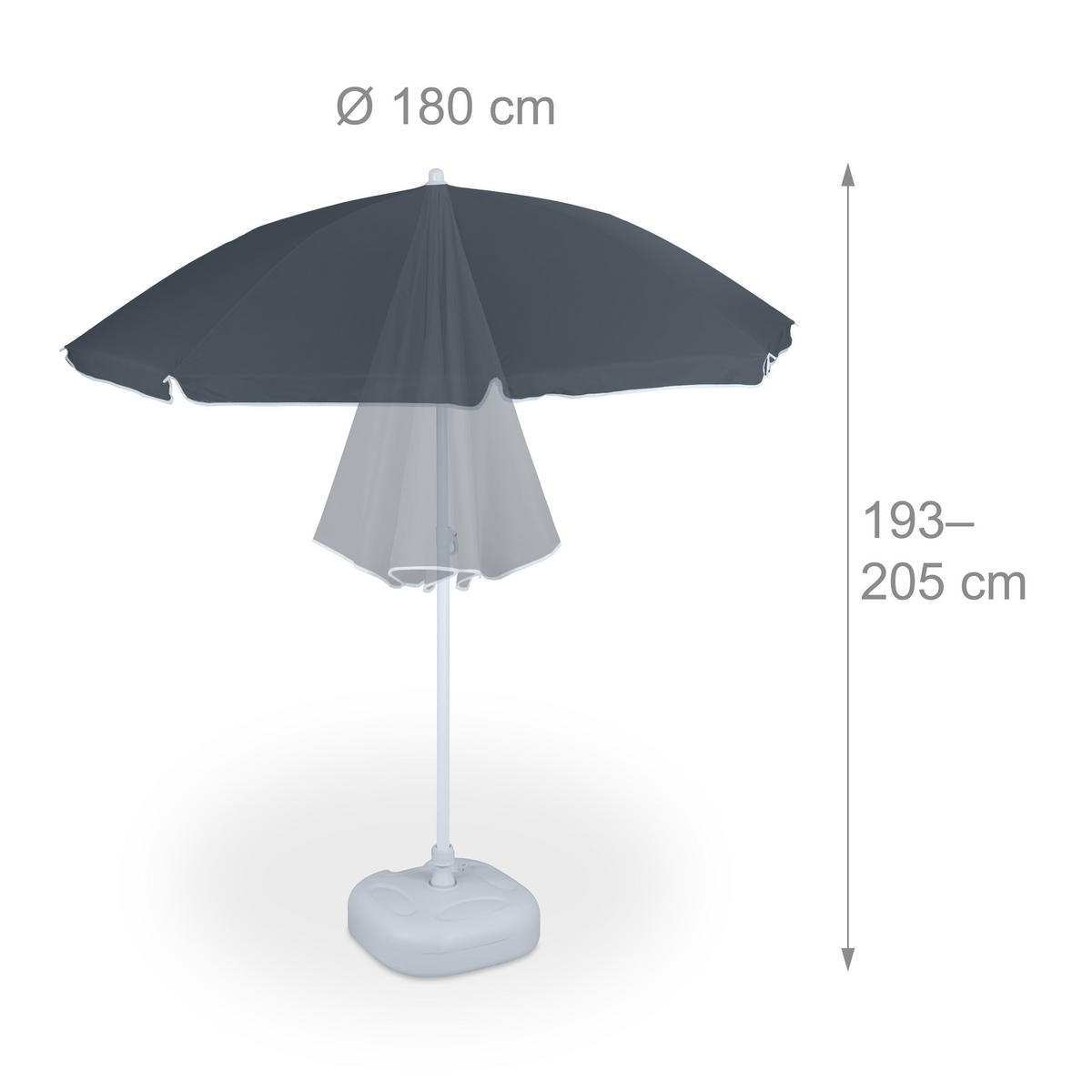 SONNENSCHIRM - Grau, Textil/Metall (180/180cm) - Relaxdays