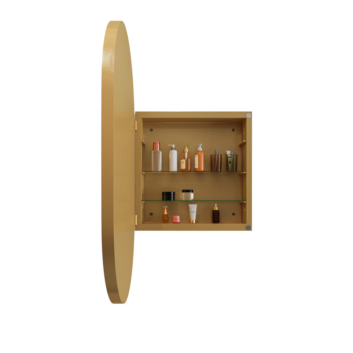 SPIEGELSCHRANK Gold mit verstellbaren Einlegeböden 51/12/85 cm - Goldfarben, Metall (85/12/51.5cm) - PANGIVO
