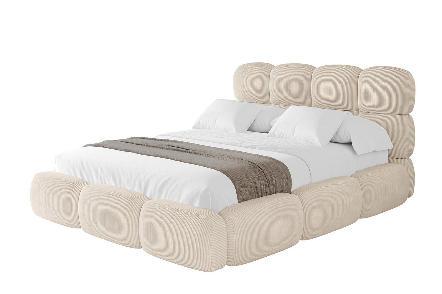 POLSTERBETT mit Bettkasten und Lattenrost, Boxbett ohne Matratze - NOMA 120x200 Beige - Creme, Holzwerkstoff/Textil (120/200cm) - ALTDECOR