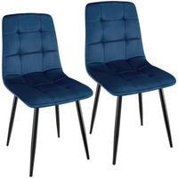 ESSZIMMERSTUHL 2er Set Samt Dunkelblau - Dunkelblau, Textil (44/89/42cm)