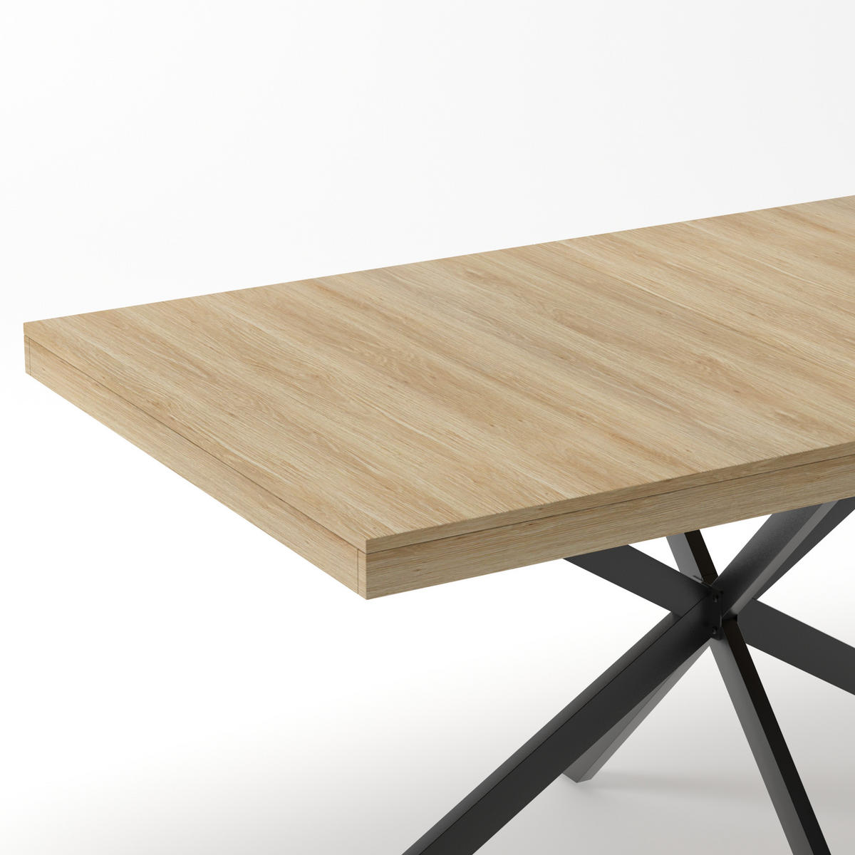 ESSTISCH Ausziehbar mit Verstecktem Stauraum Rechteckig für Esszimmer Küche Wohnzimmer Natur 140 bis 180 cm - Schwarz/Naturfarben, Holzwerkstoff/Metall (180/80/76cm) - EVRYAE