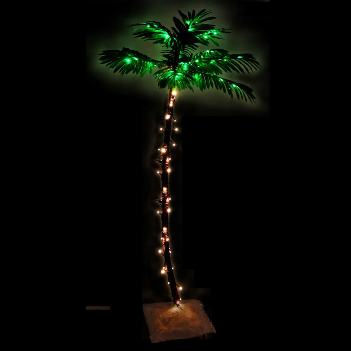 WEIHNACHTSBAUM Palme Künstlicher Mit 88 Leds Warmweiss 150 Cm - Weiß, Metall (150cm) - vidaXL