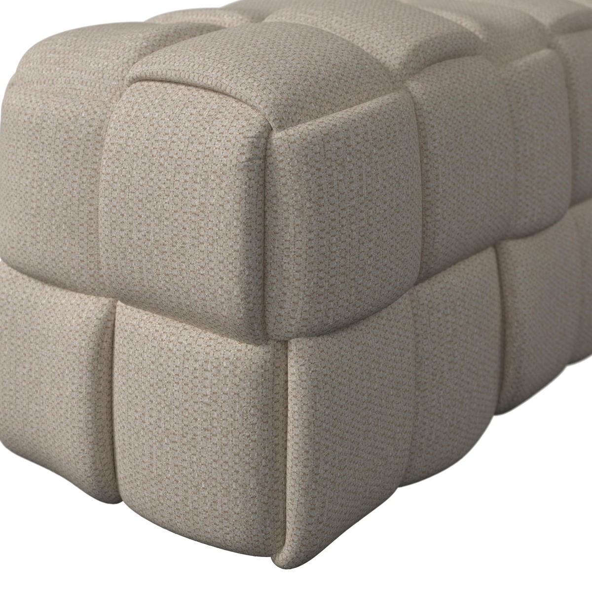 HOCKERBANK Ella Beige Bouclé Gepolstert - Creme, Holz (110/45/45cm) - Bessagi Home