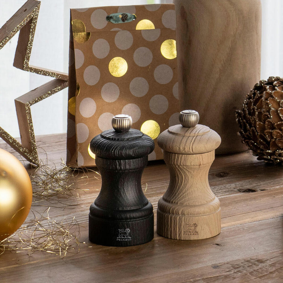 PFEFFERMÜHLE Bistro Nature Black 10cm Buchenholz Schwarz Stahlmahlwerk - Schwarz, Holz (5.3/10/5.3cm) - PEUGEOT