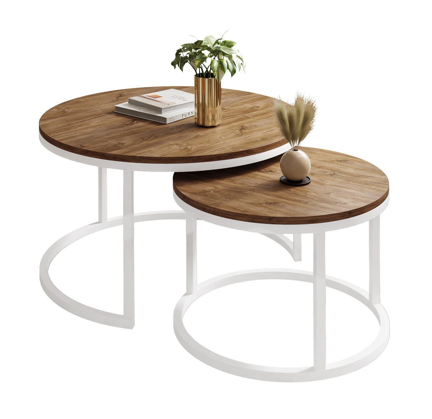 COUCHTISCH CIRI 2-in-1 Eichenholz Sterling - Weiß, Holzwerkstoff (80/80/48cm) - Lookway