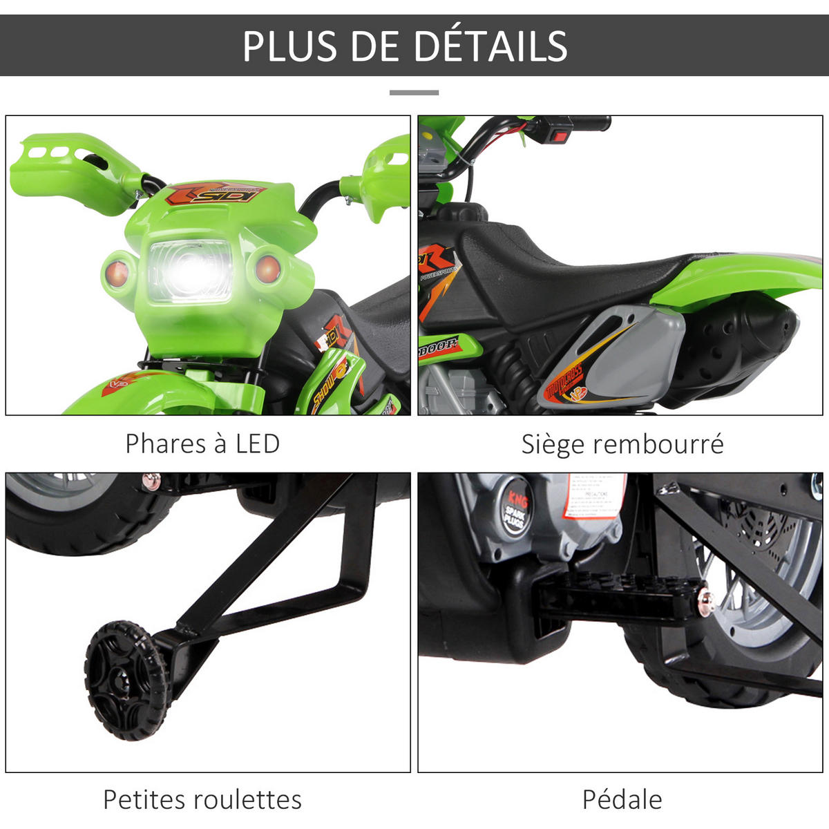 ELEKTRO-MOTORRAD DE-13171 Stützräder Grün/Schwarz - Grün, Kunststoff (102/53/66cm) - ComfortXL
