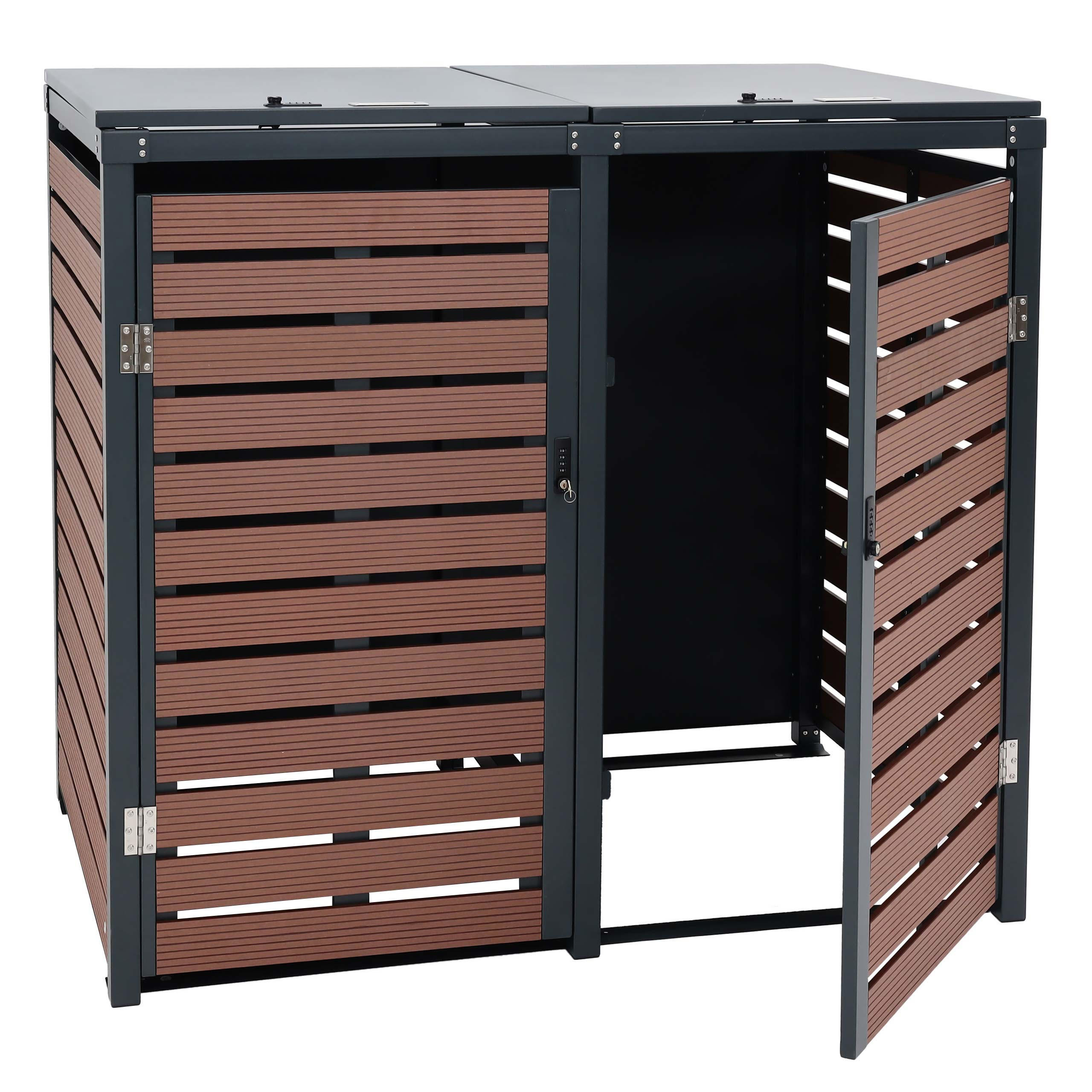 Proregal Mülltonnenbox Braun 140x119x102 cm