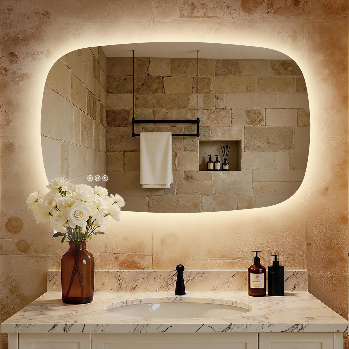 BADSPIEGEL MIT BELEUCHTUNG 60/90 cm Oval mit dimmbarer LED-Beleuchtung und Antibeschlag - Transparent, Glas (90/60/2.5cm) - S'AFIELINA