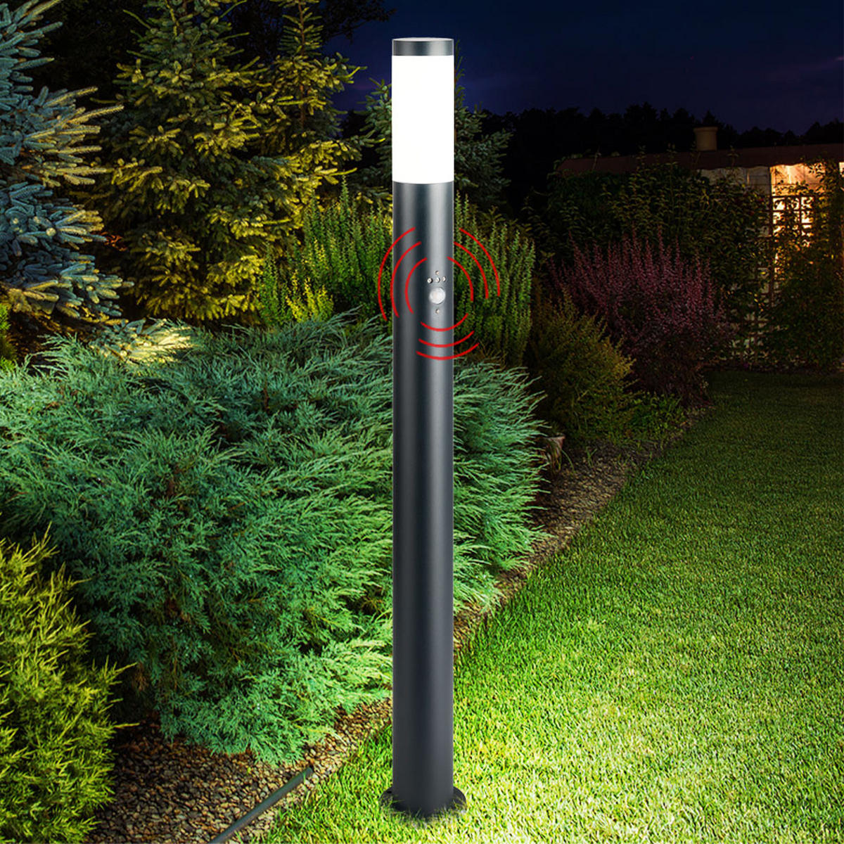 LED STEHLAMPE Edelstahl Anthrazit - Anthrazit, Metall (12.7/12.7/110cm)