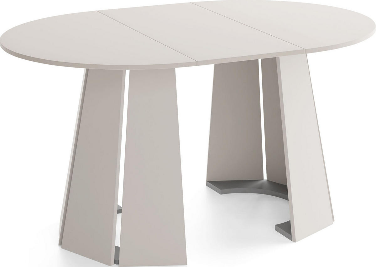 ESSTISCH Lunda rund ausziehbar verlängerbar, Kaschmir Grau-Beige 100-140/100/76 cm - Kaschmir/Schwarz, Holzwerkstoff (100/100/76cm) - WFL GROUP