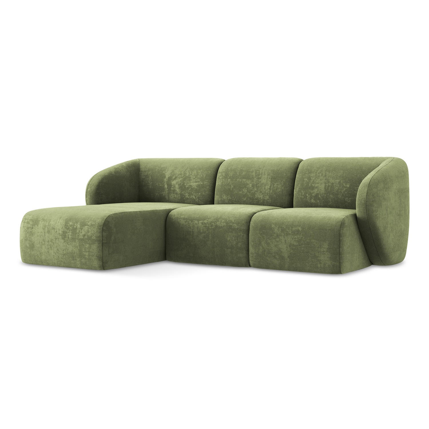 ECKSOFA Links Chenille Stoff Grün - Schwarz/Grün, Holzwerkstoff/Kunststoff (248/166cm) - LaMiaSofa