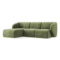 ECKSOFA Links Chenille Stoff Grün - Schwarz/Grün, Holzwerkstoff/Kunststoff (248/166cm) - LaMiaSofa