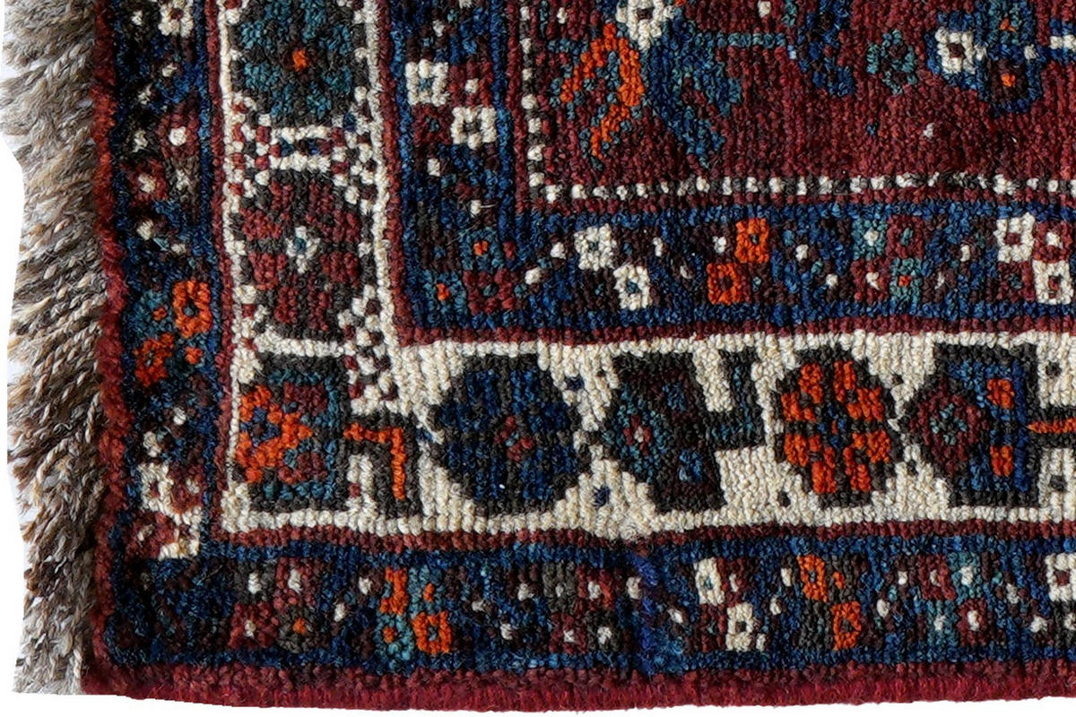 ORIENTTEPPICH handgeknüpft Gashgai Rot, Blau 63/57 cm Schurwolle - Blau/Rot, Textil (57/63cm) - Looma