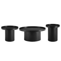 COUCHTISCH-SET 3-TEILIG - MDF - Eiche - Eichefarben/Schwarz, Holzwerkstoff (80/80/35cm) - home24