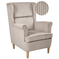 OHRENSESSEL Cord Beige Abson - Hellbraun, Textil (64/100/65cm) - Beliani