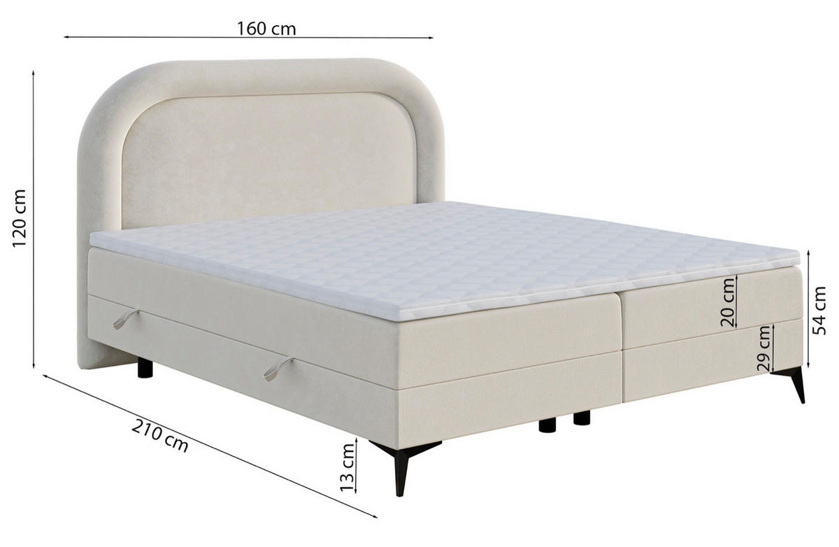 BOXBETT Loreo Hellbraun Chenille 160x200 cm - Hellbraun/Schwarz, Holz/Textil (160/200cm) - Selsey