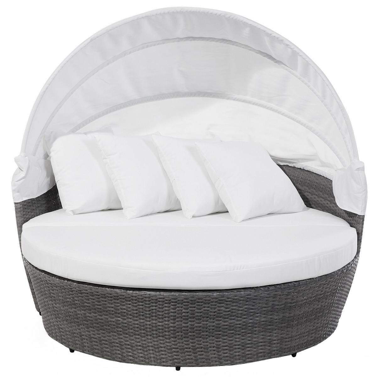 SONNENINSEL Rattan grau Sonnendach cremeweiß SYLT LUX - Weiß/Grau, Kunststoff (158/138/150cm)