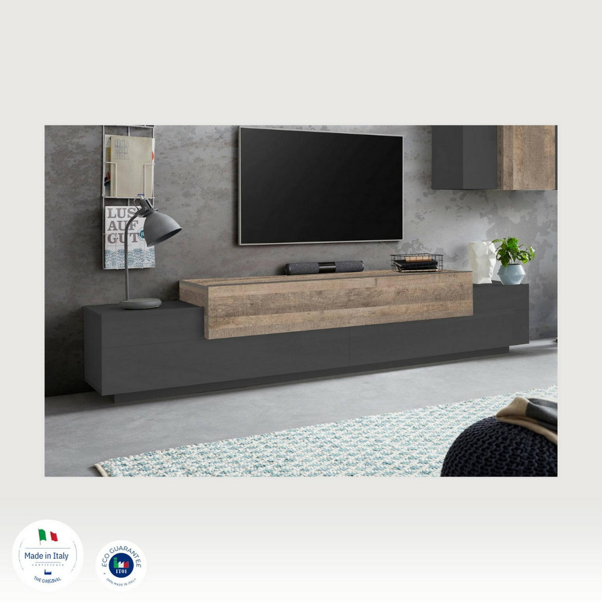 FERNSEHSCHRANK Anthrazit, Ahorn 45/240/52 cm - Schwarz, Holzwerkstoff (240/52/45cm) - DMORA
