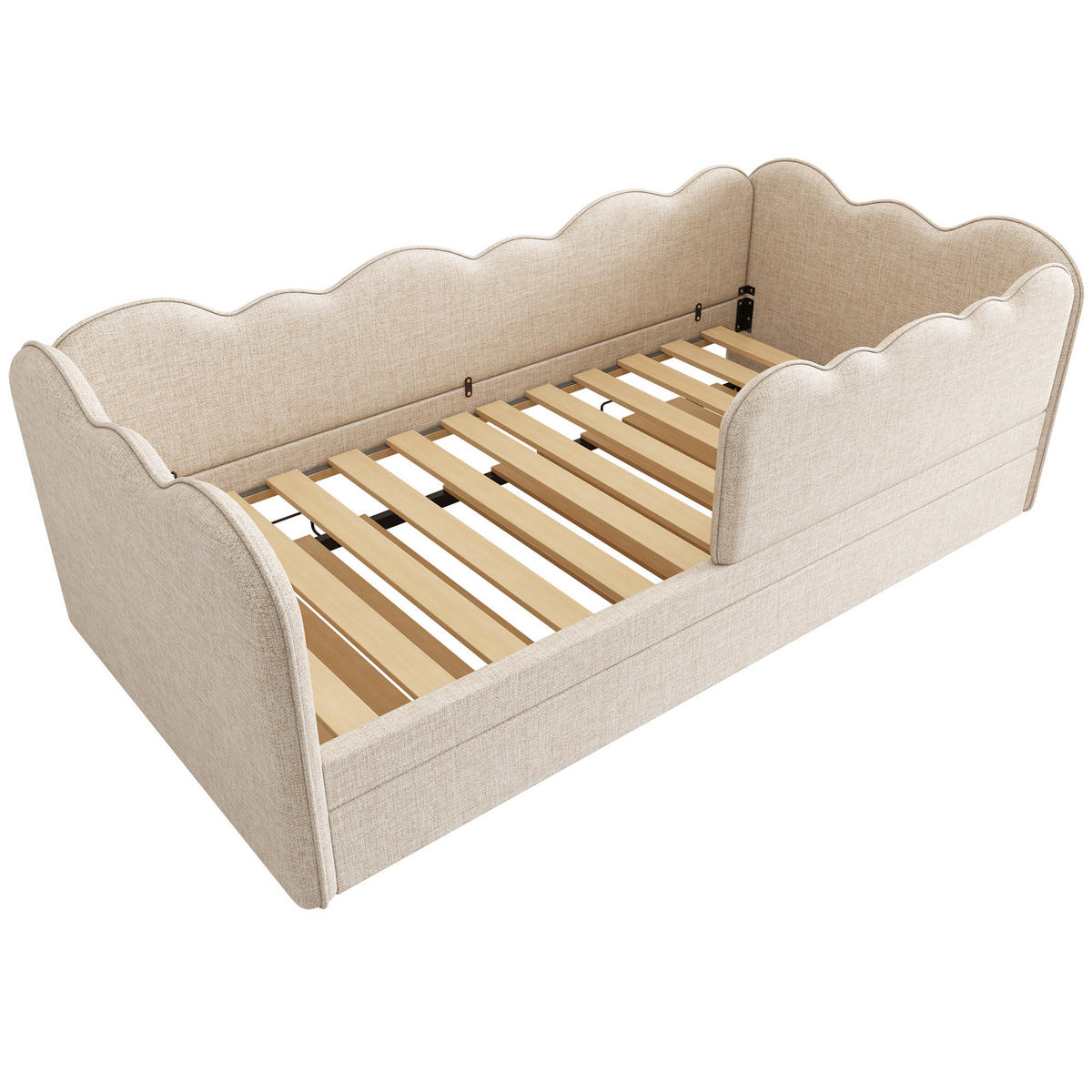 AUSZIEHBETT 90/190 cm DE-00663, in Beige, Tagesbett-Funktion und Lattenrost - Beige, Metall (90/190cm) - ComfortXL