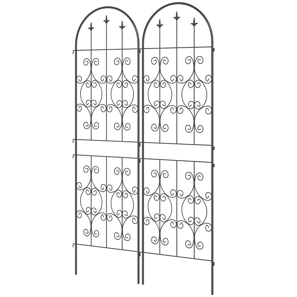 RANKGITTER DE-18340 2er-Set, 180 cm hoch mit Volutenmotiven Schwarz - Schwarz, Metall (1.3/180/50cm) - ComfortXL