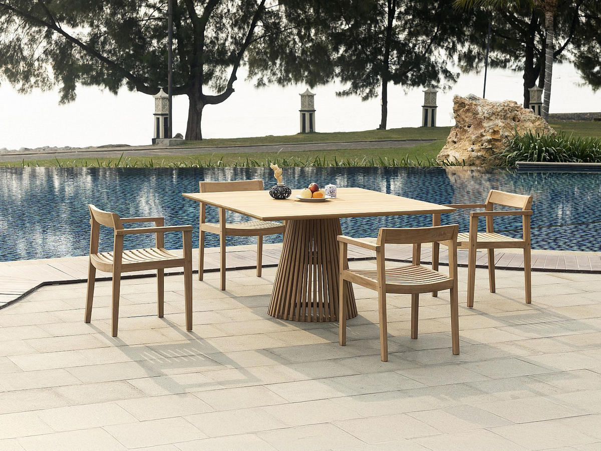 GARTENTISCH - 4 Personen, 8 Personen - Holz, Platte - Naturfarben Hell - Naturfarben, Holz (135/135/75cm) - Vente-Unique