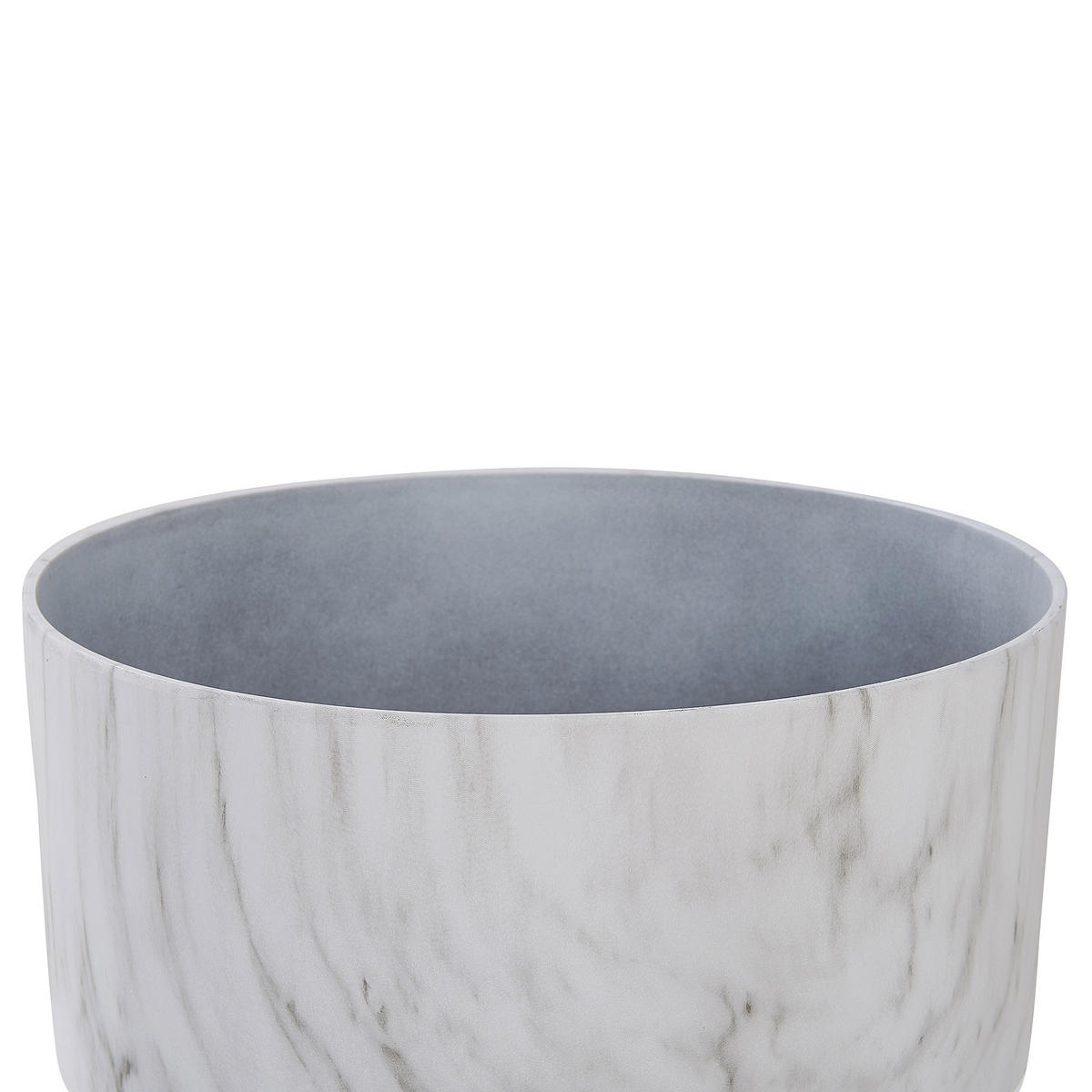 BLUMENTOPF weiß Marmor Optik rund 35/35/17 cm Valta - Weiß, Stein (17cm) - Beliani