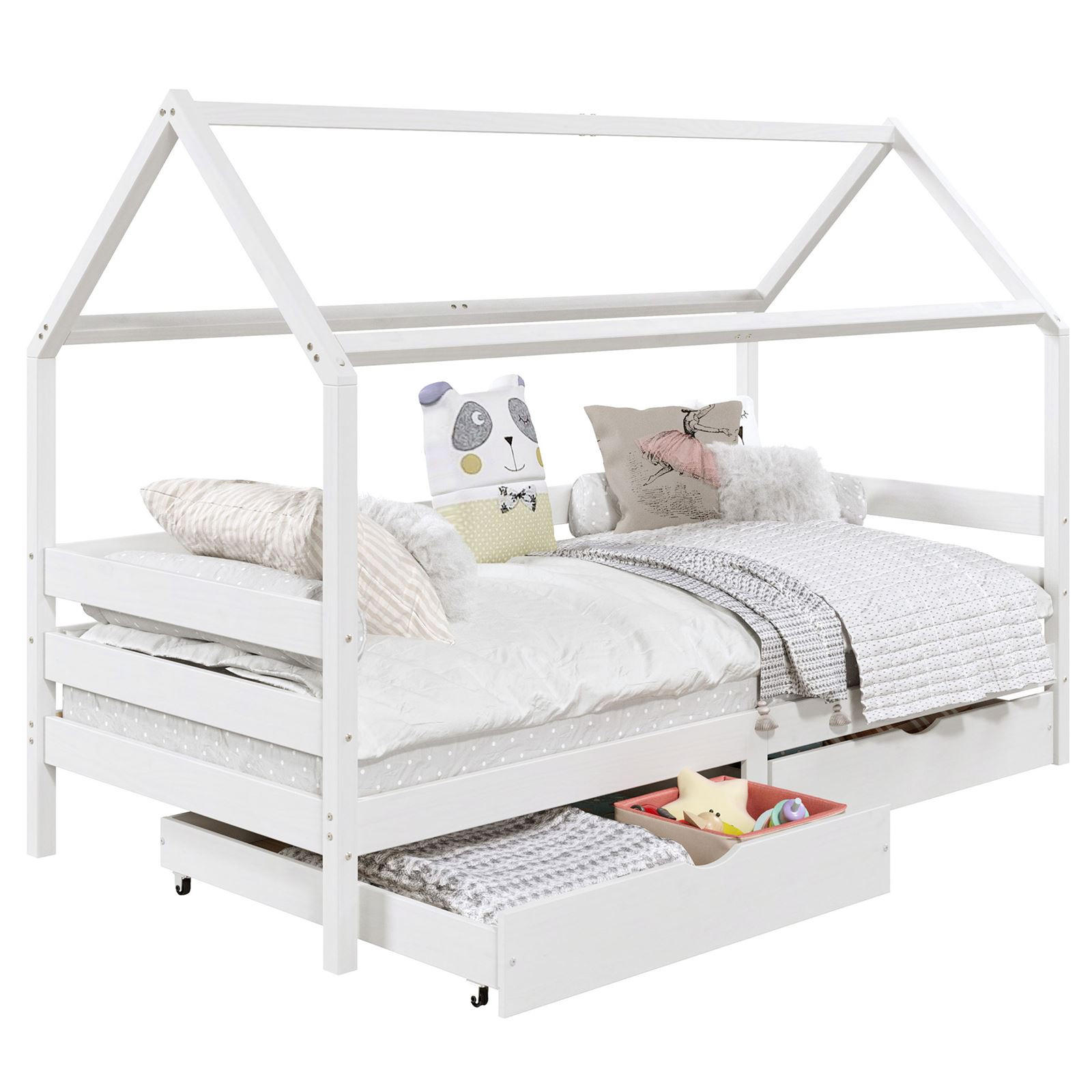 HAUSBETT CLIA 90x200 cm - Weiß, Holz (96/145/206cm) - IDIMEX