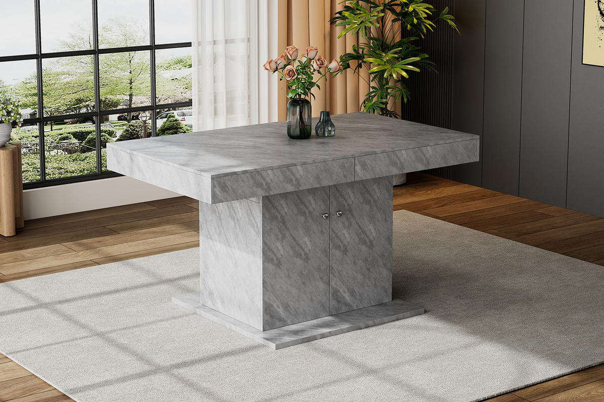 ESSTISCH 140-180/76/80 cm Grau aus Spanplatte mit Ausziehfunktion - Grau, Holzwerkstoff (180/80/76cm) - OKMYHOME