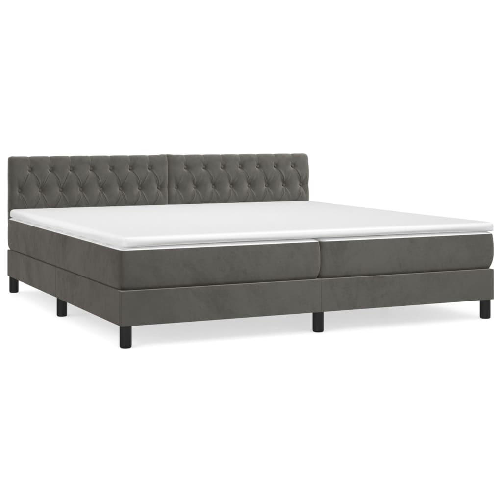 BOXSPRINGBETT MIT MATRATZE DUNKELGRAU 200X200 CM SAMT - Dunkelgrau, Holz/Textil (200/200cm) - vidaXL