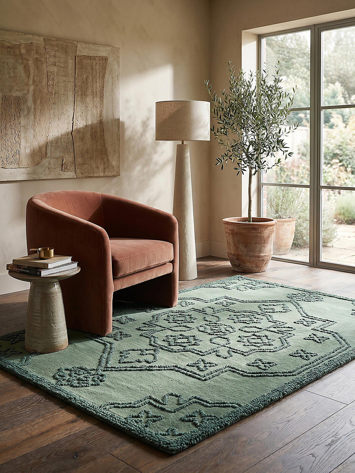 TEPPICH aus Wolle TINGIR in Entenei-Blau, abstrakt, 200 x 290 cm - Blau, Textil (290/200cm) - KADIMA DESIGN