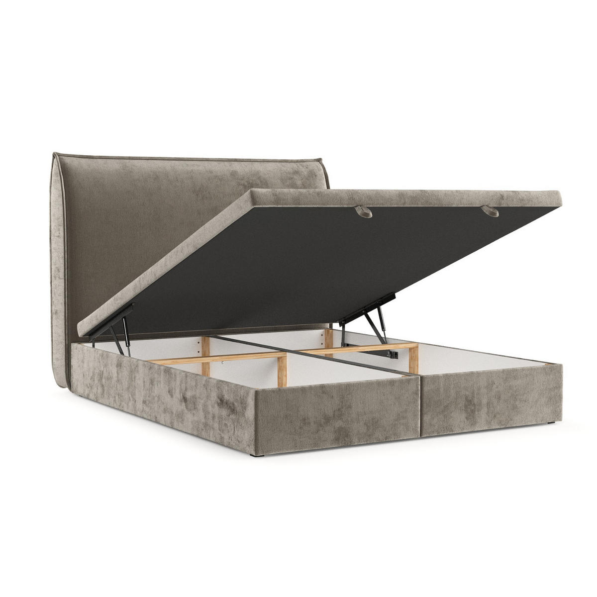 POLSTERBETT Tuvalu mit Stauraum 120/200 cm Beige im Lotta Stoff - Beige/Schwarz, Holz/Holzwerkstoff (120/200cm) - AltaBeds