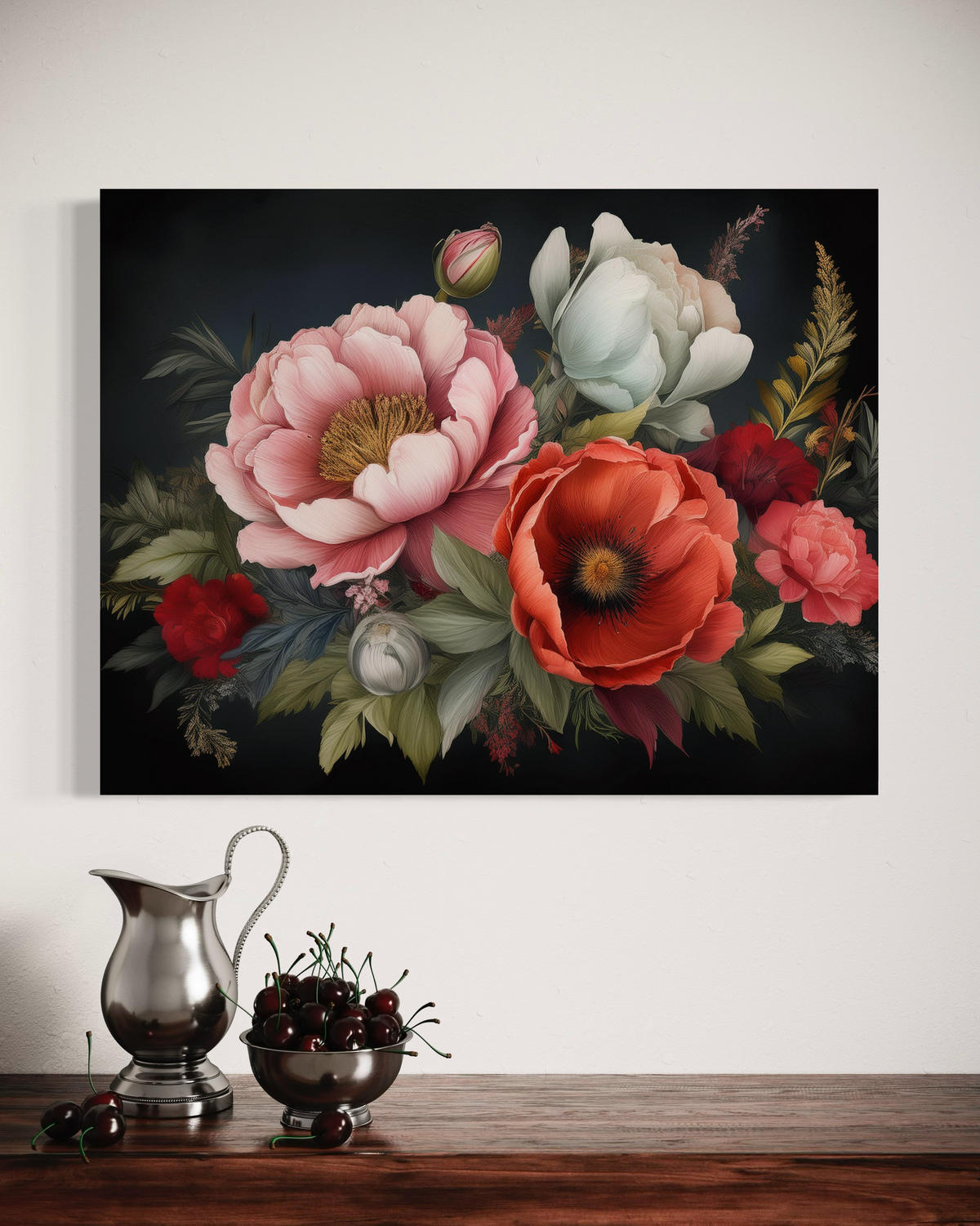 WANDBILD blumenstrauß farbig - Multicolor, Textil (60/40cm) - Feeby