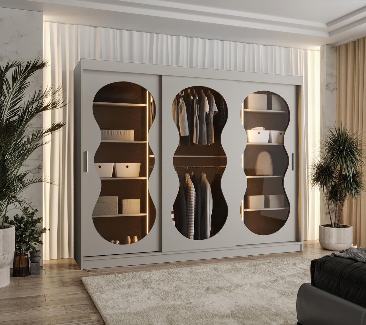 SCHWEBETÜRENSCHRANK 200/250/62 3-türig - Kaschmir, Holz (250/200/62cm) - Abiks Möbel