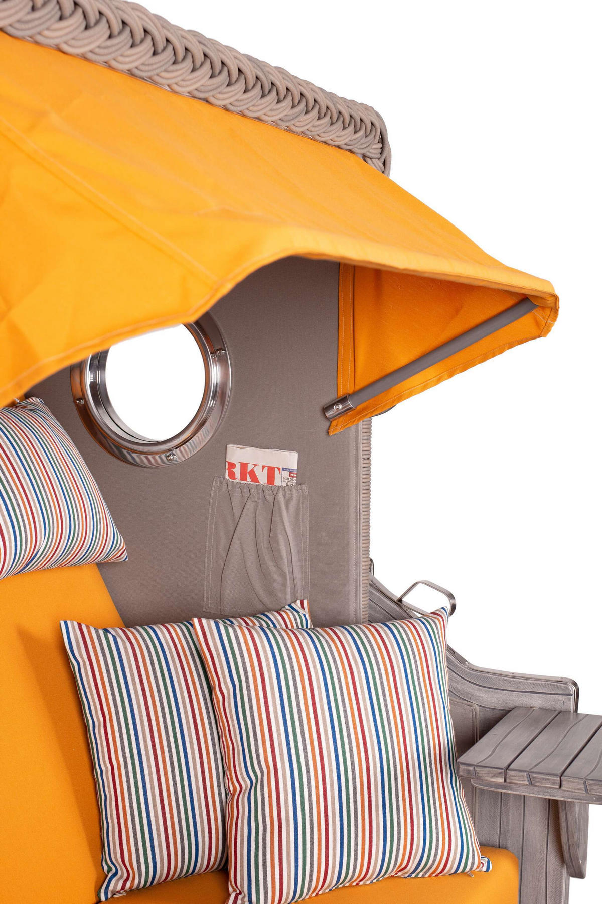 STRANDKORB Düne Koboo Grau Bullaugen - Gelb/Braun, Metall (125/170/80cm) - Mr. Deko